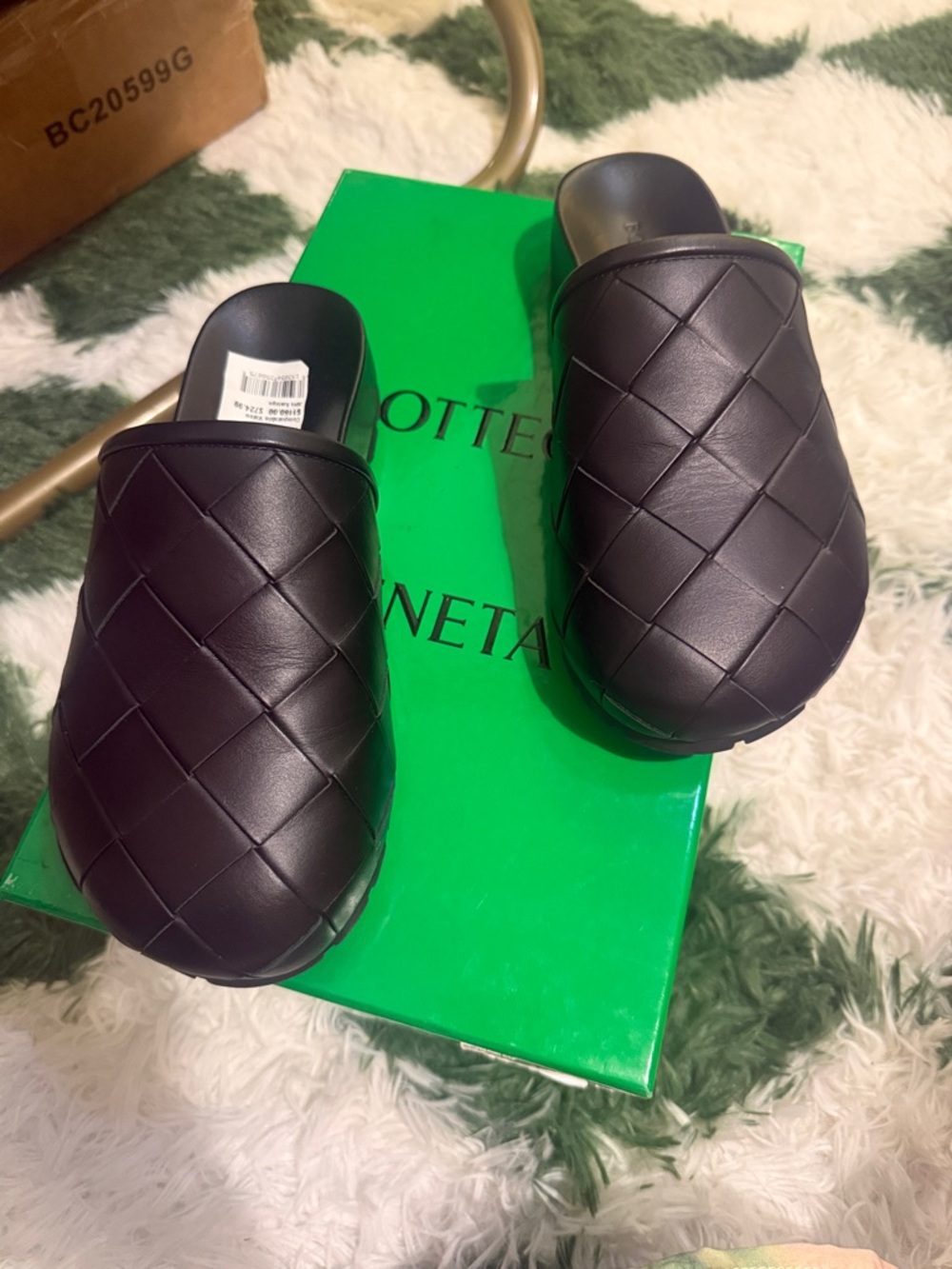 Bottega Veneta Black Intrecciato Woven Leather Slip-On Mules